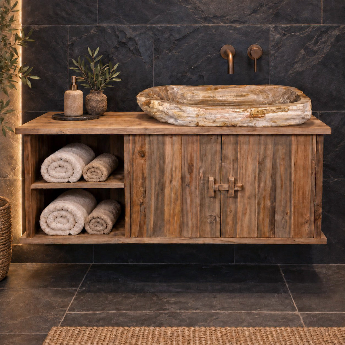 Teakhouten hangkast voor badkamer | Natuurlijk design