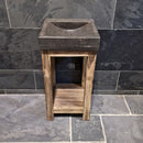Badmeubel met gladde blauwsteen wastafel | Gerecycled teakhout