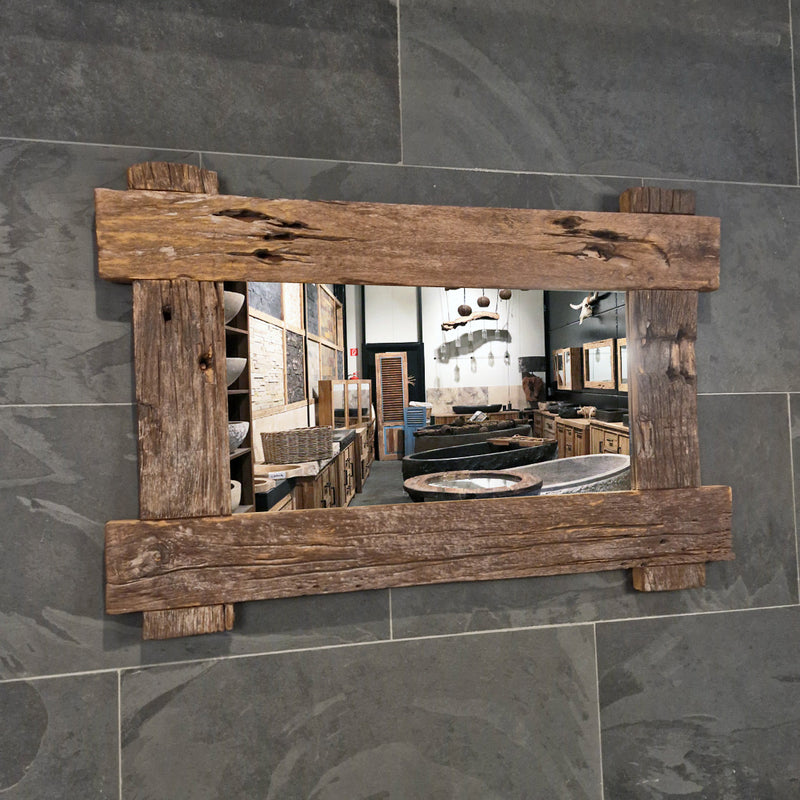 EROSI Spiegel | A4 | Recyceltes Teakholz | 120 x 80 cm - A4 - 120 x 80 x 5 cm - Badgestaltung