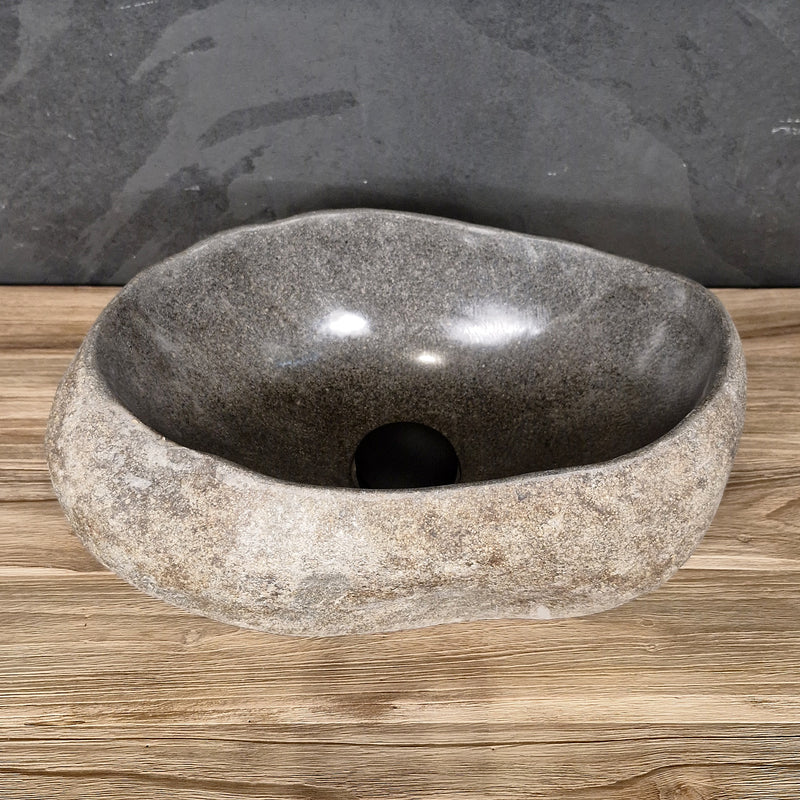 Aufsatzwaschbecken aus Flussstein | Naturstein | Unikate | 30-40 cm