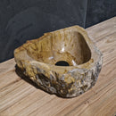 Aufsatzwaschbecken aus versteinertem Holz | Naturstein | Unikate | Verschiedene Größen | Model B1–4