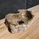 Aufsatzwaschbecken aus versteinertem Holz | Naturstein | Unikate | Verschiedene Größen | Model B1–4