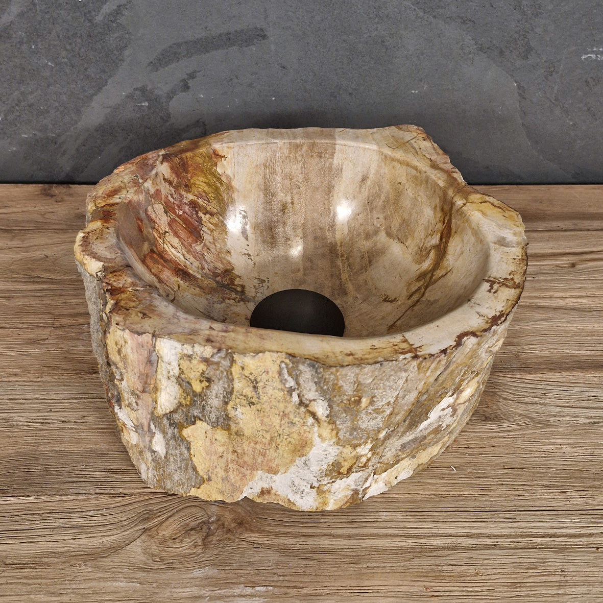 Aufsatzwaschbecken aus versteinertem Holz | Unikate | Naturstein | 30-40 cm