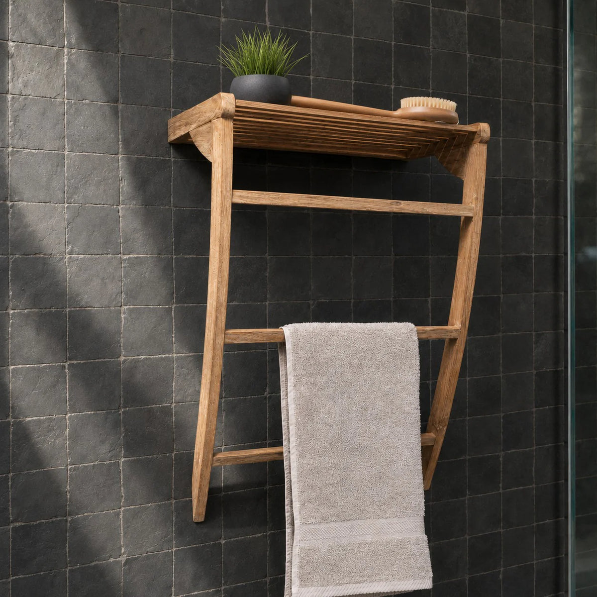 Badaccessoires | Wandregal | Teakholz