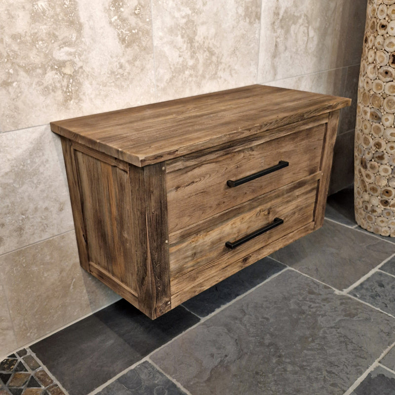 Badmöbel Hängeschrank | Aus Altholz gefertigt | Nachhaltige Wahl - 106 x 50 x 58 cm - Badgestaltung