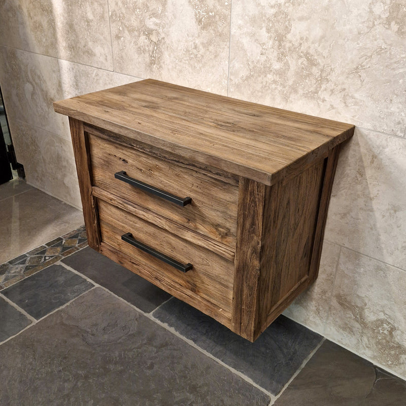 Badmöbel Hängeschrank | Aus Altholz gefertigt | Nachhaltige Wahl - 80 x 48 x 58cm - Badgestaltung