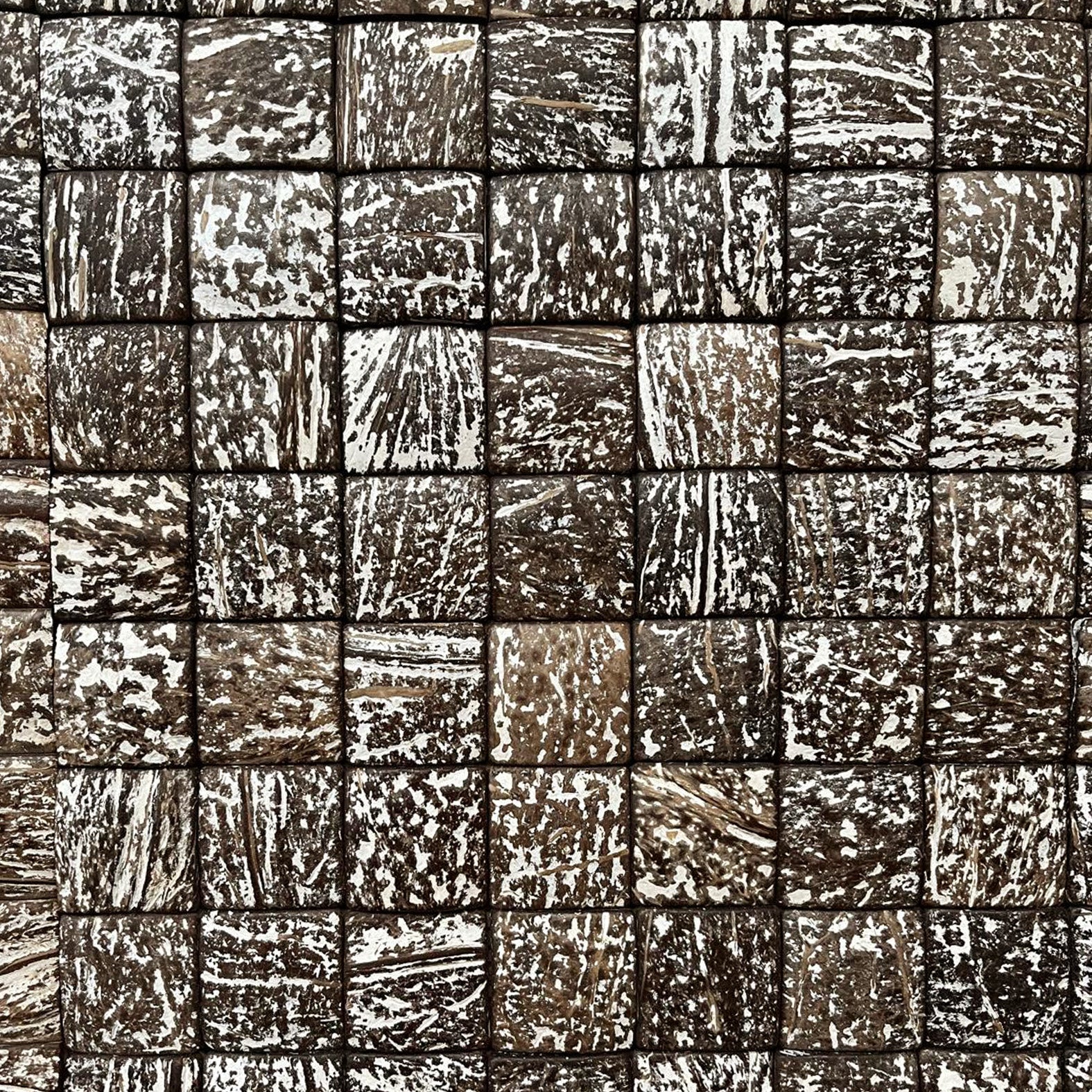 Coconut Wandverblender mit Kokosnuss-Patina, dekorative Wandverkleidung im natürlichen Holzdesign, handgefertigt, stilvoller Wandbelag
