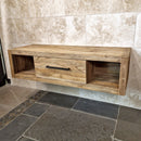 Hängeschrank für Bad | Recyceltes Teakholz | Wandmontage natur | Model 1