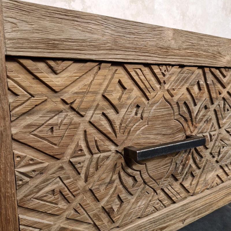 Hängeschrank mit Carving Schubladen | Recyceltes Teakholz | Komodo 2 - Badgestaltung