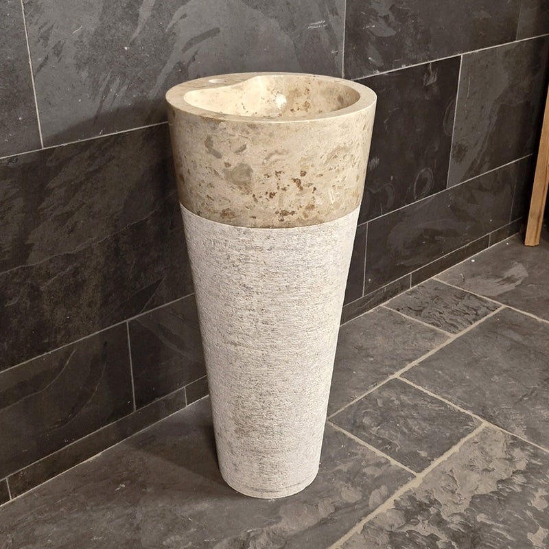 Standwaschbecken | Beige Marmor | 90 x 40 cm - Badgestaltung