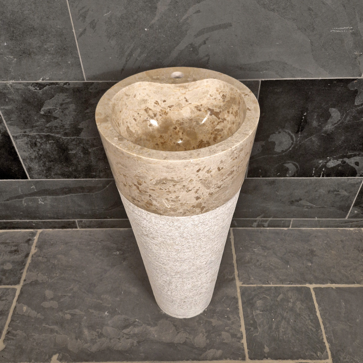 Standwaschbecken | Beige Marmor | 90 x 40 cm - Badgestaltung