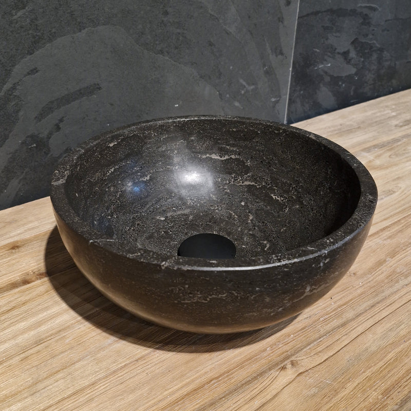 Rundes Aufsatzwaschbecken | Blaustein glatt | Naturstein | Verschiedene Größen - Badgestaltung