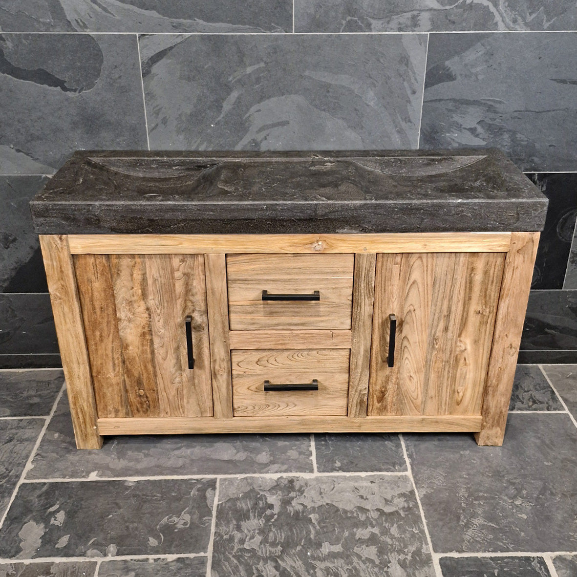 Madura Badezimmermöbel mit Waschtisch, Unterschrank in Blau mit glatter Oberfläche, moderne Badgestaltung in verschiedenen Größen