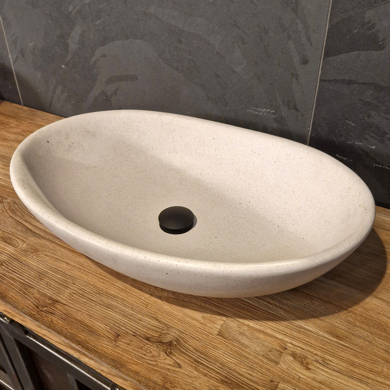Aufsatzwaschbecken | Terrazzo weiß | Mineralguss - Badgestaltung