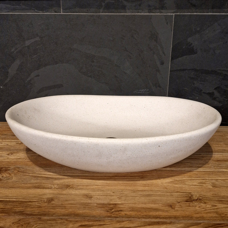 Aufsatzwaschbecken | Terrazzo weiß | Mineralguss - Badgestaltung