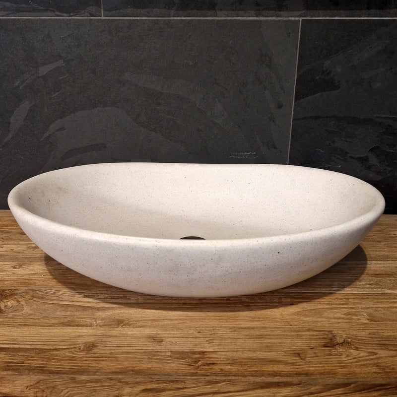 Aufsatzwaschbecken | Terrazzo weiß | Mineralguss - Badgestaltung