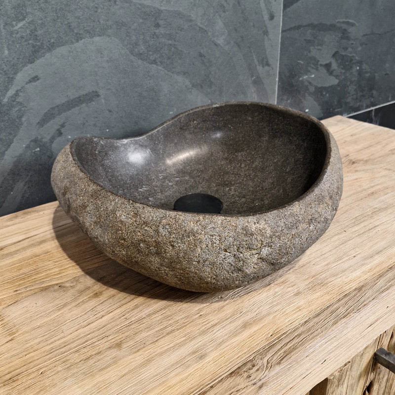 Aufsatzwaschbecken aus Flussstein | Naturstein | Unikate | 40-60 cm - Badgestaltung