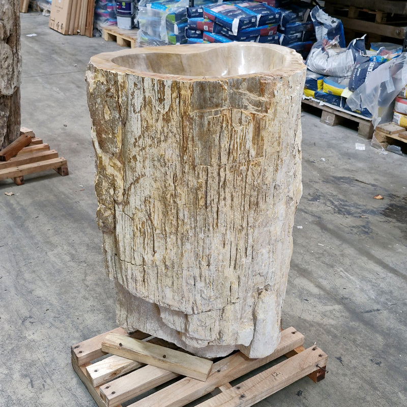 Standwaschbecken Versteinertes Holz | 58 x 39 x 91 cm mit Hahnloch | Q11 - Badgestaltung