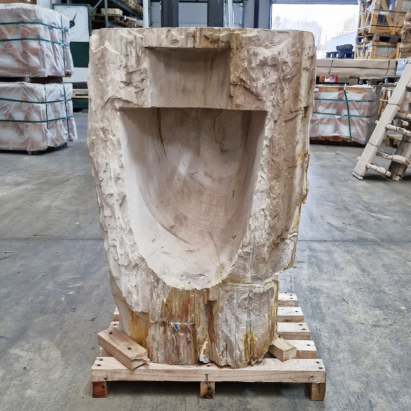 Standwaschbecken Versteinertes Holz | 58 x 39 x 91 cm mit Hahnloch | Q11 - Badgestaltung
