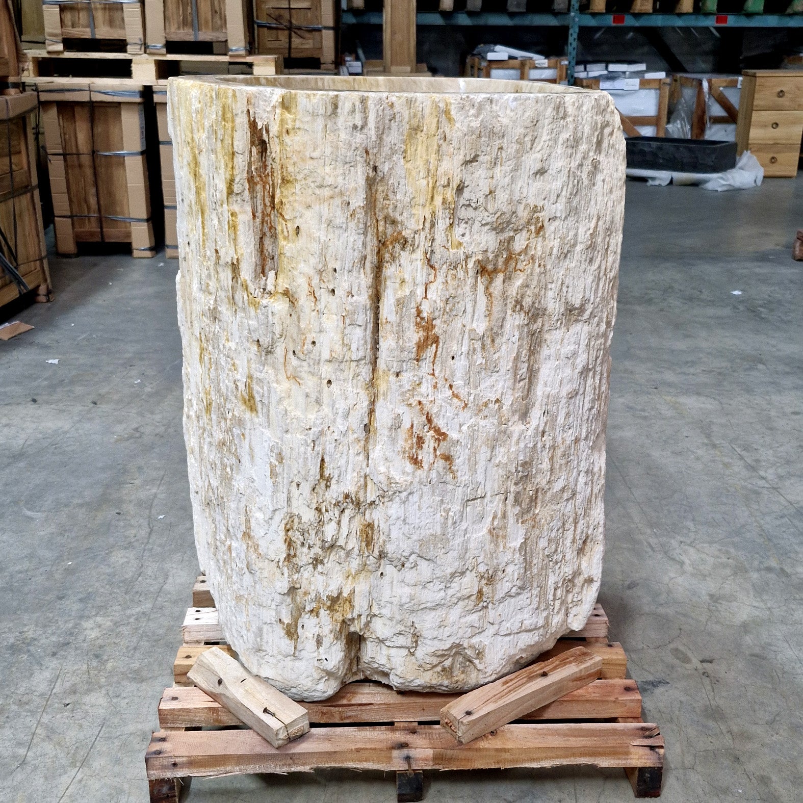 Standwaschbecken Versteinertes Holz | 60 x 66 x 90 cm mit Unteranschluss | Q13 - Badgestaltung