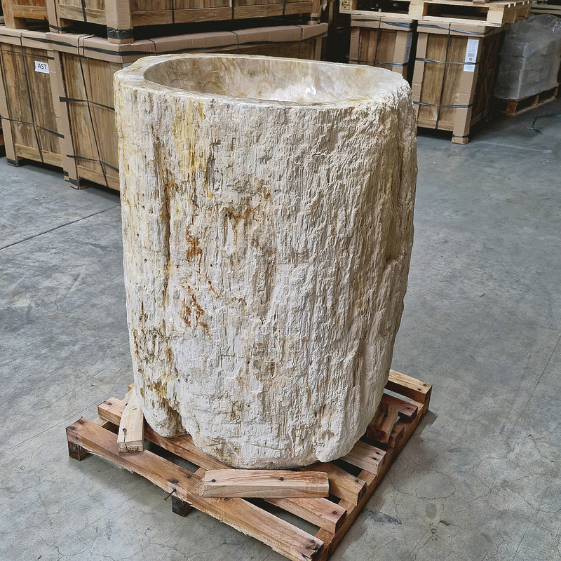 Standwaschbecken Versteinertes Holz | 60 x 66 x 90 cm mit Unteranschluss | Q13 - Badgestaltung