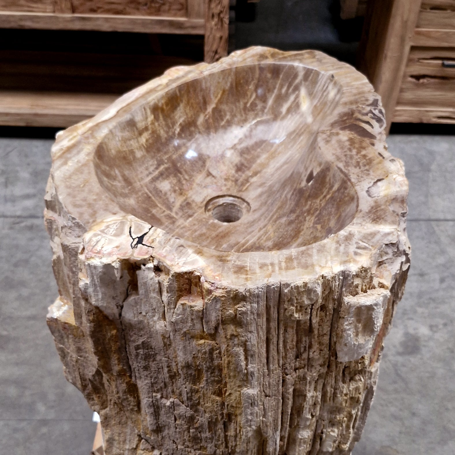 Standwaschbecken Versteinertes Holz | 58 x 50 x 90 cm | Q3 - Badgestaltung