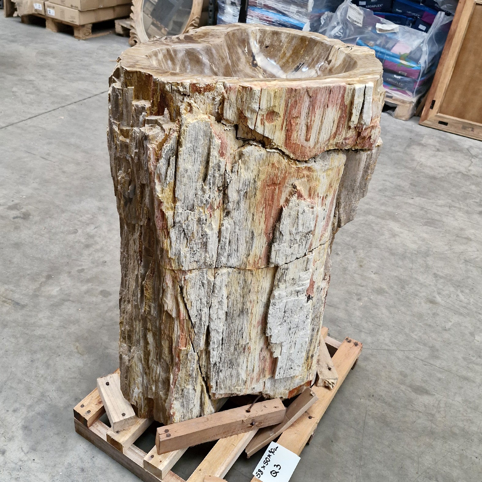 Standwaschbecken Versteinertes Holz | 58 x 50 x 90 cm | Q3