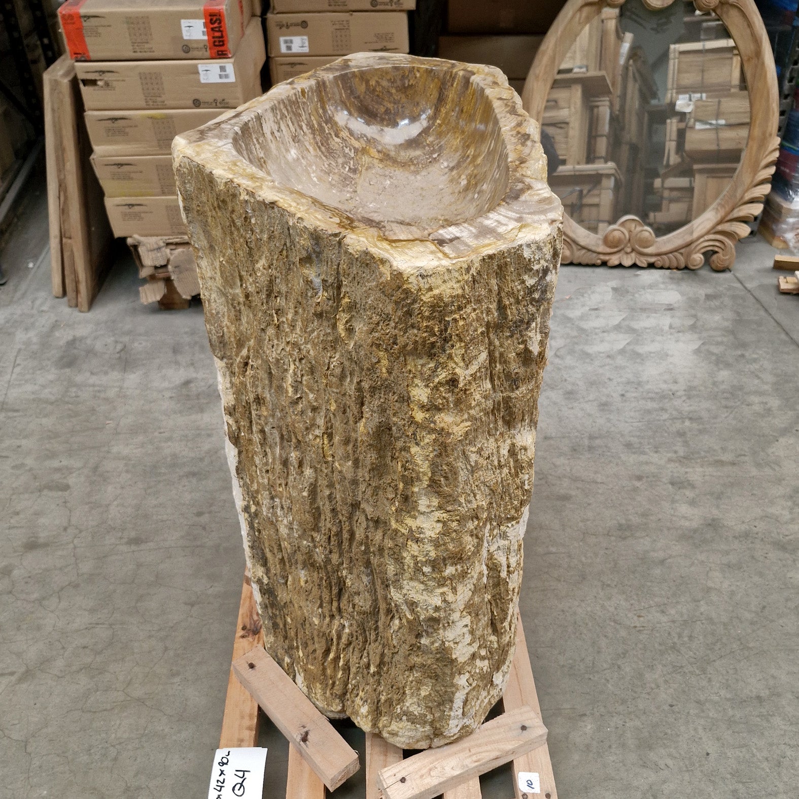 Standwaschbecken Versteinertes Holz | 66 x 42 x 90 cm | Q4 - Badgestaltung