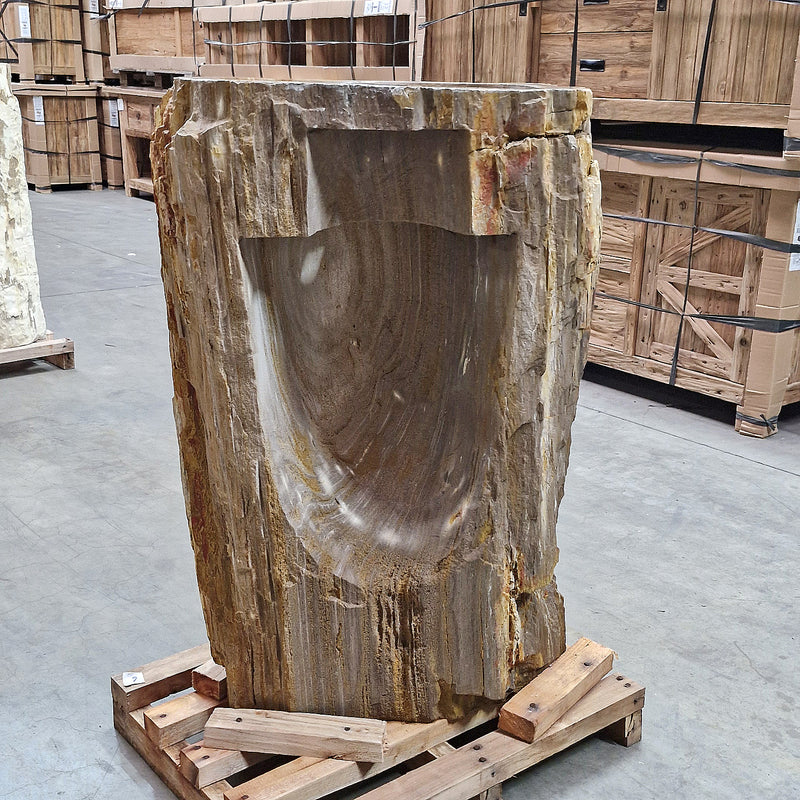 Standwaschbecken Versteinertes Holz | 58 x 44 x 91 cm mit Hahnloch | Q6 - Badgestaltung