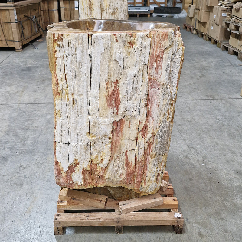 Standwaschbecken Versteinertes Holz | 58 x 44 x 91 cm mit Hahnloch | Q6 - Badgestaltung