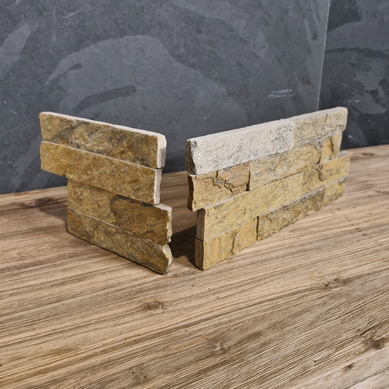 Naturstein Verblender | QUARZIT YELLOW - ca. 15 x 15-20 cm - Muster