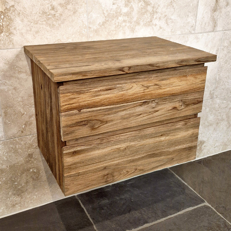 Hängeschrank aus Teakholz | 65x48x44 cm | Zeitloses Badmöbel - Badgestaltung