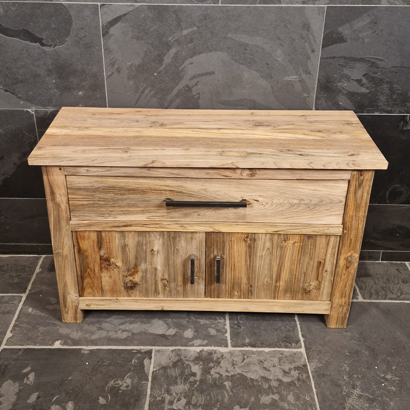 Unterschrank aus Teakholz | Naturmaterial für das Badezimmer - 126 x 50 x 80 cm - Badgestaltung
