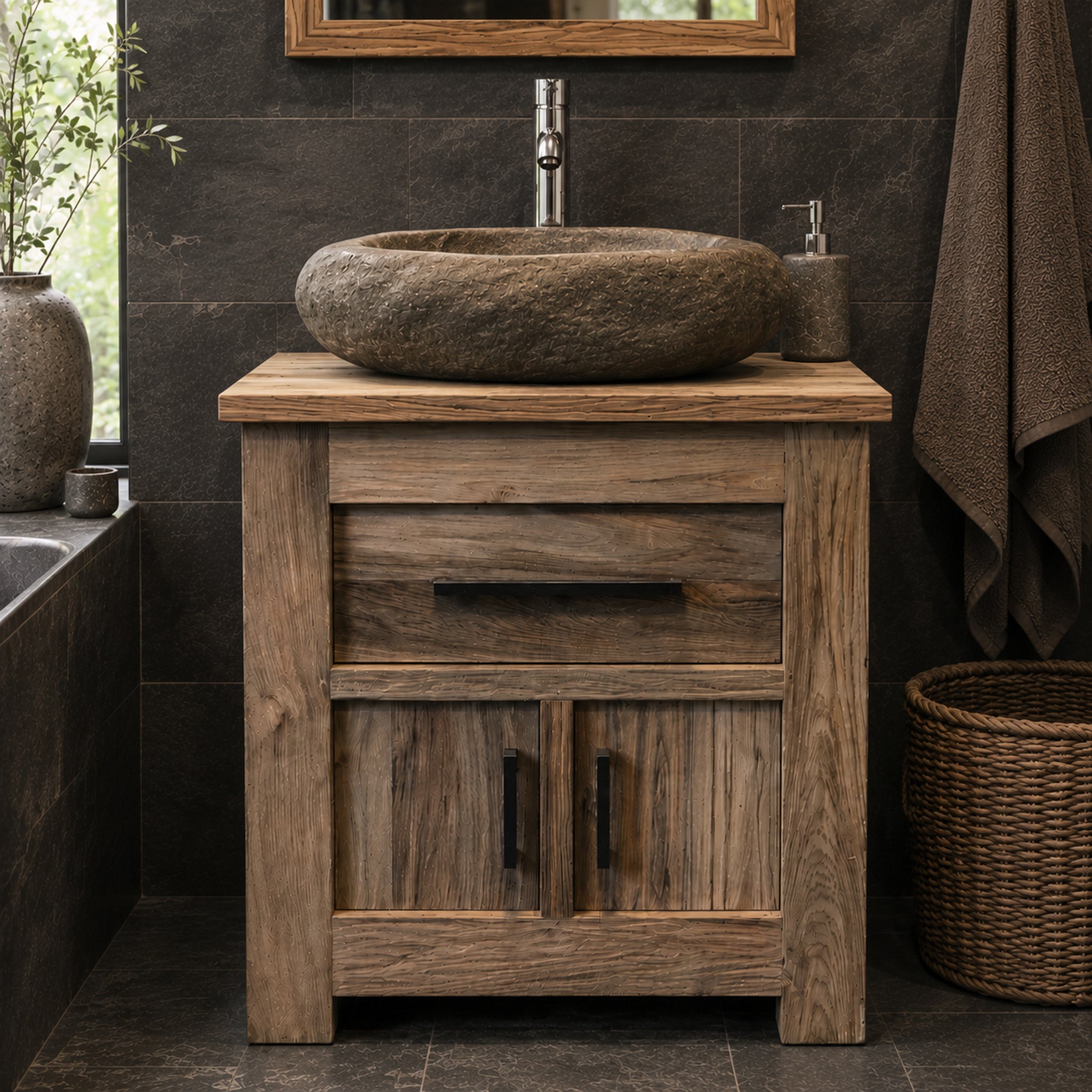 Unterschrank aus Teakholz | Naturmaterial für das Badezimmer