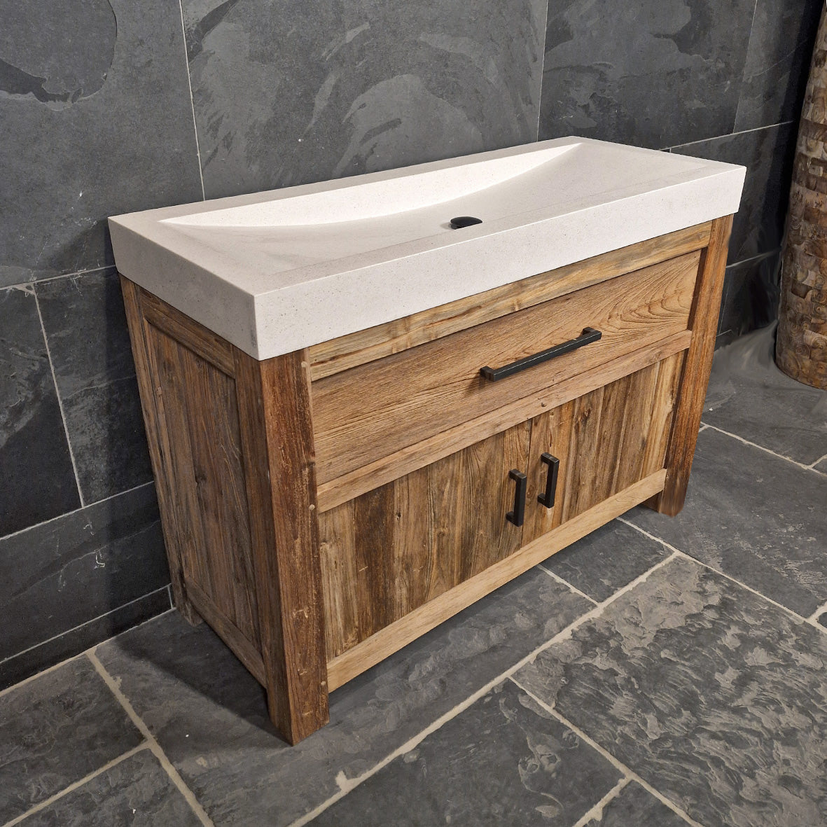 Badezimmermöbel mit Waschtisch | Teakholz natur, handgefertigt