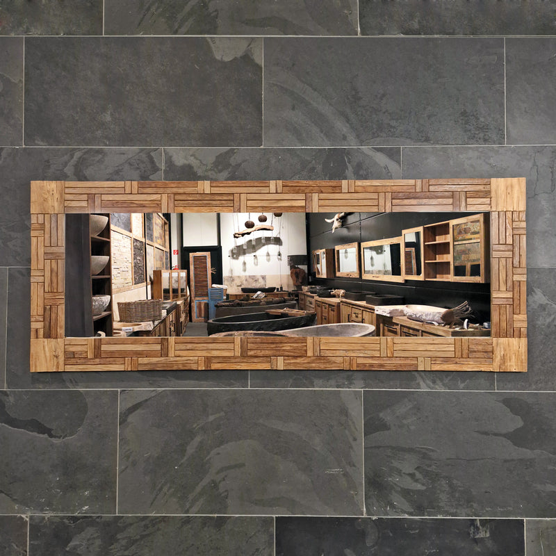 Wandspiegel Badspiegel | S 1-7 | Recyceltes Teakholz | Verschiedene Größen - Sample 1 - 180 x 70 x 4 cm - Badgestaltung