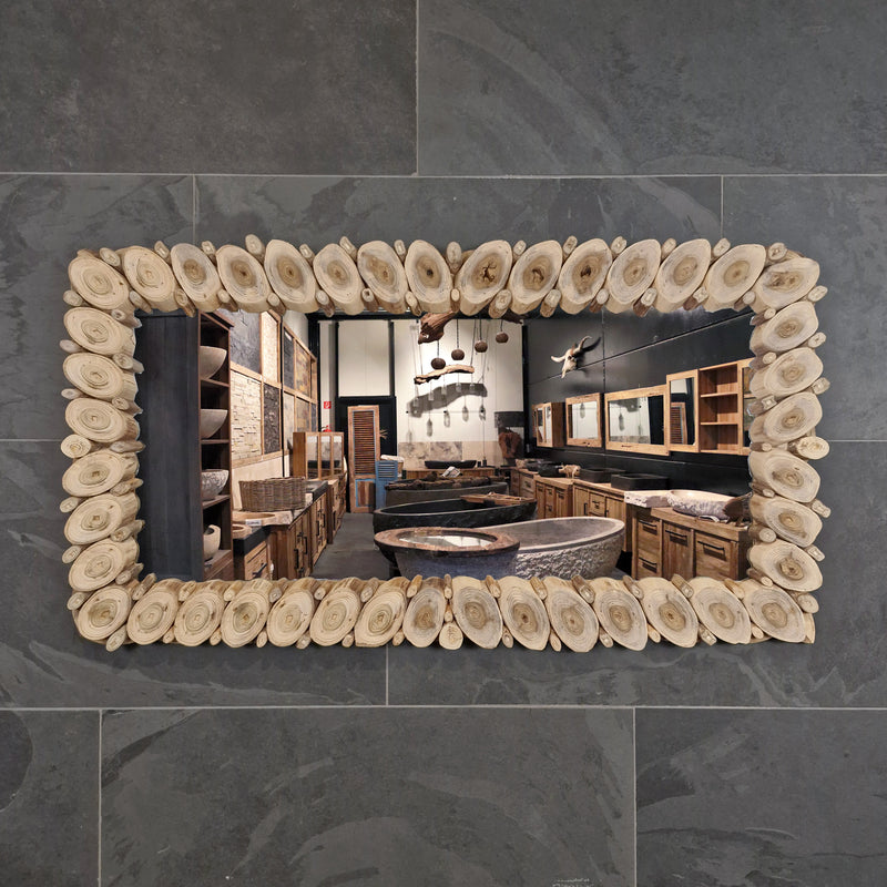 Wandspiegel Badspiegel | S 1-7 | Recyceltes Teakholz | Verschiedene Größen - Sample 3 - 128 x 66 x 3 cm - Badgestaltung