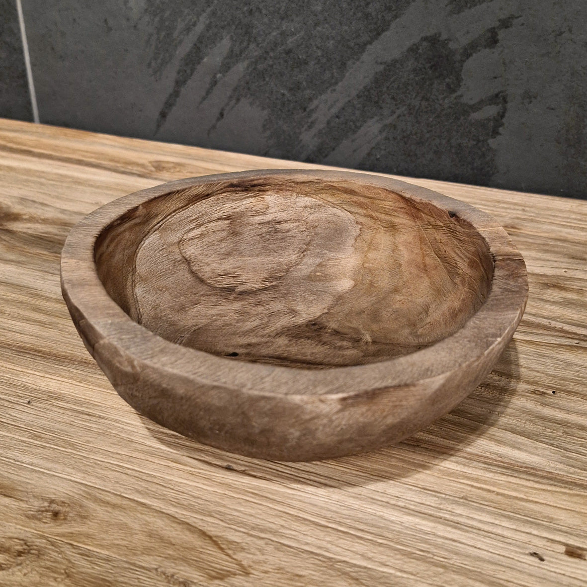 Dekorative Teakholz-Schale für Badgestaltung, 20x7 cm, in verschiedenen Größen, natürliche Holzoptik, langlebiges Design