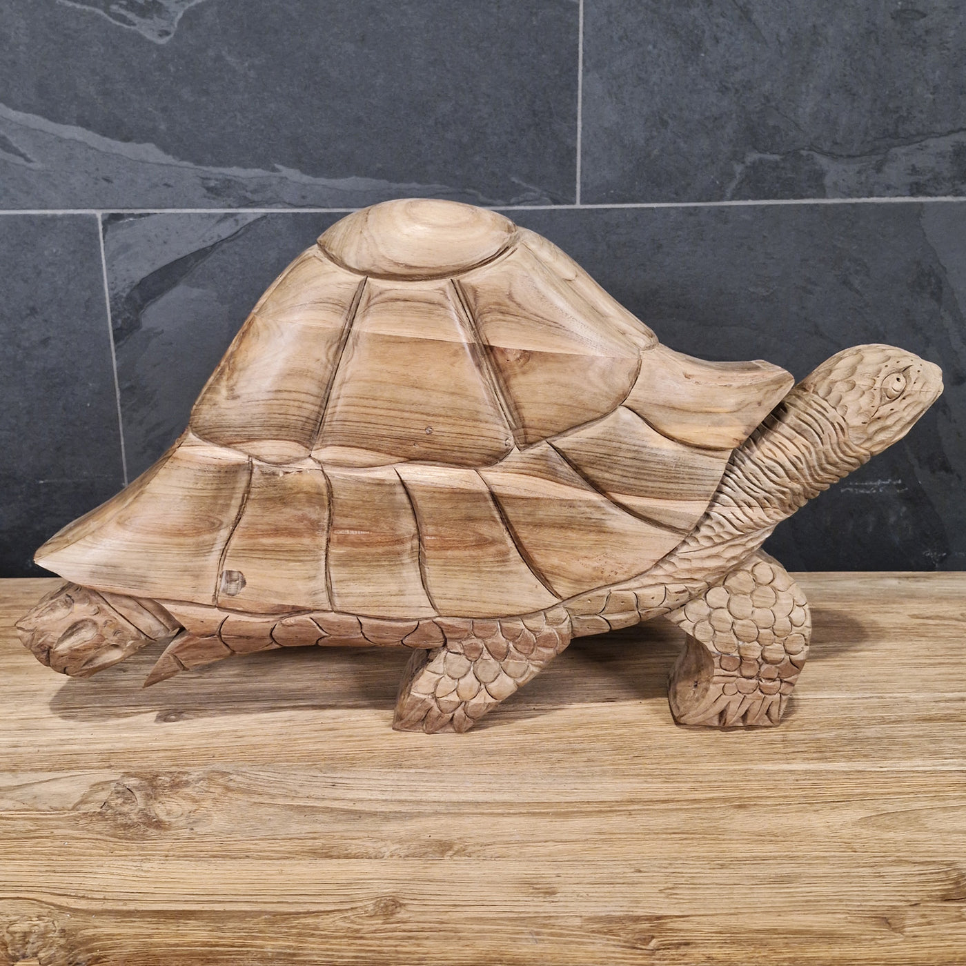 Große Deko Schildkröte aus recyceltem Teakholz, Badgestaltung, naturfarben, 65x9x35cm, von der Marke TIERE
