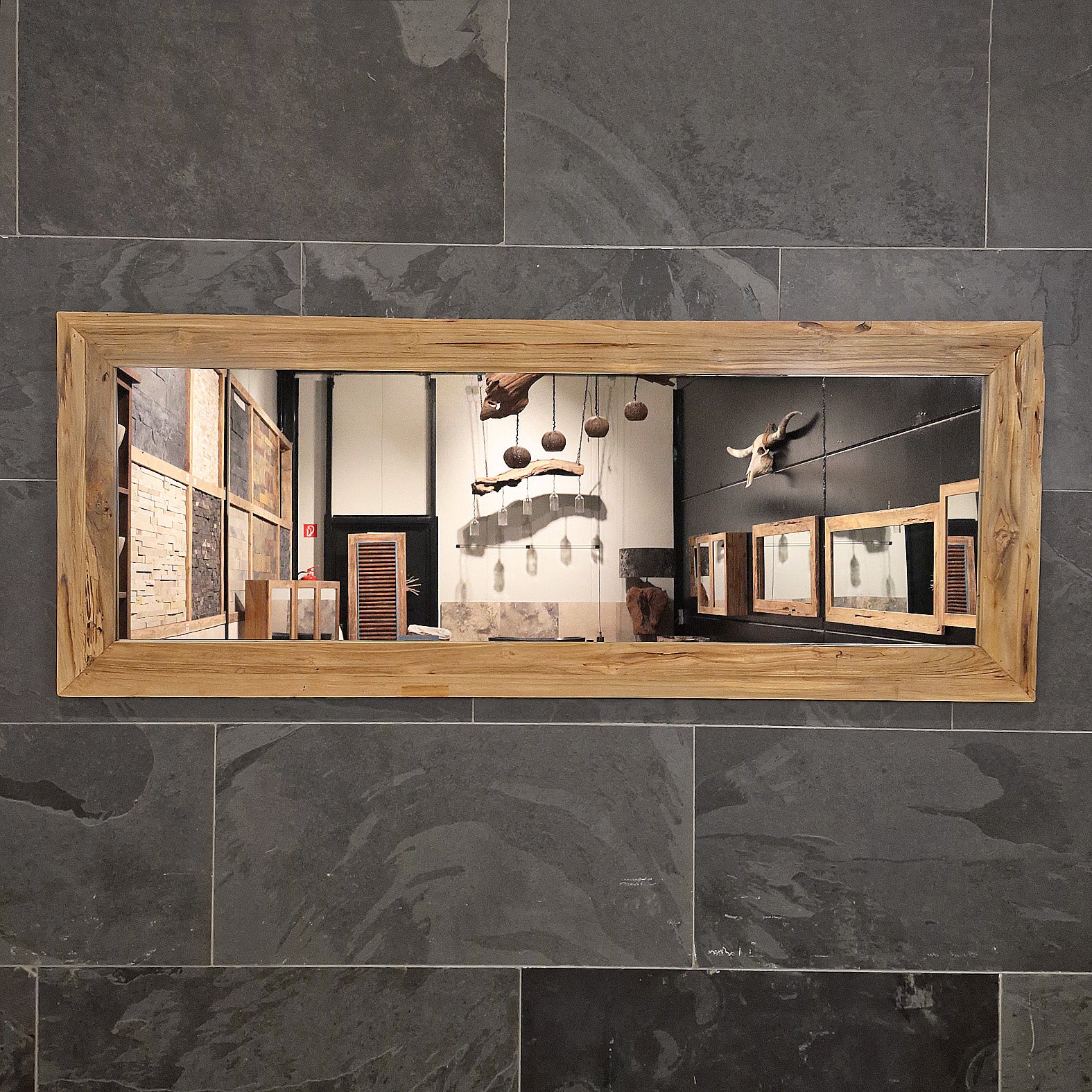 Badspiegel | Recyceltes Teakholz | Unikat | Verschiedene Größen - 180 x 70 cm - Badgestaltung