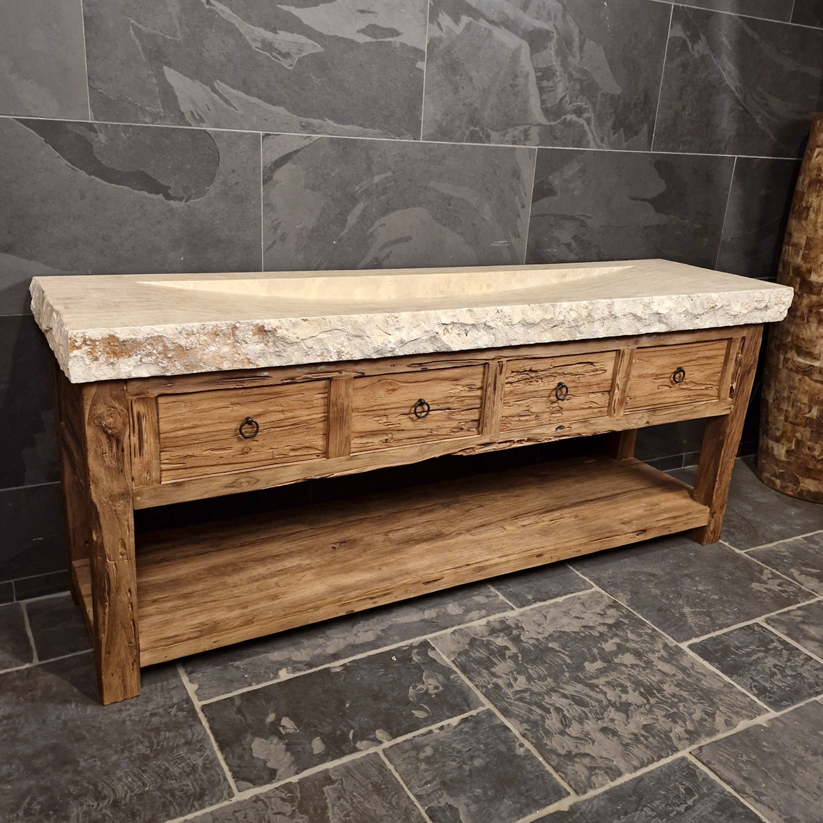 Teak badkamermeubel met wastafel | Duurzaam en uniek | Model 4