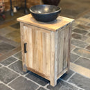 Badezimmerschrank Unterschrank, Nachttisch, Altholz recyceltes Teakholz Waschbeckenunterschrank Sideboard Unterschrank mit Waschtisch rustikales Holz Waschtisch mit Aufsatzwaschbecken Hochschrank h