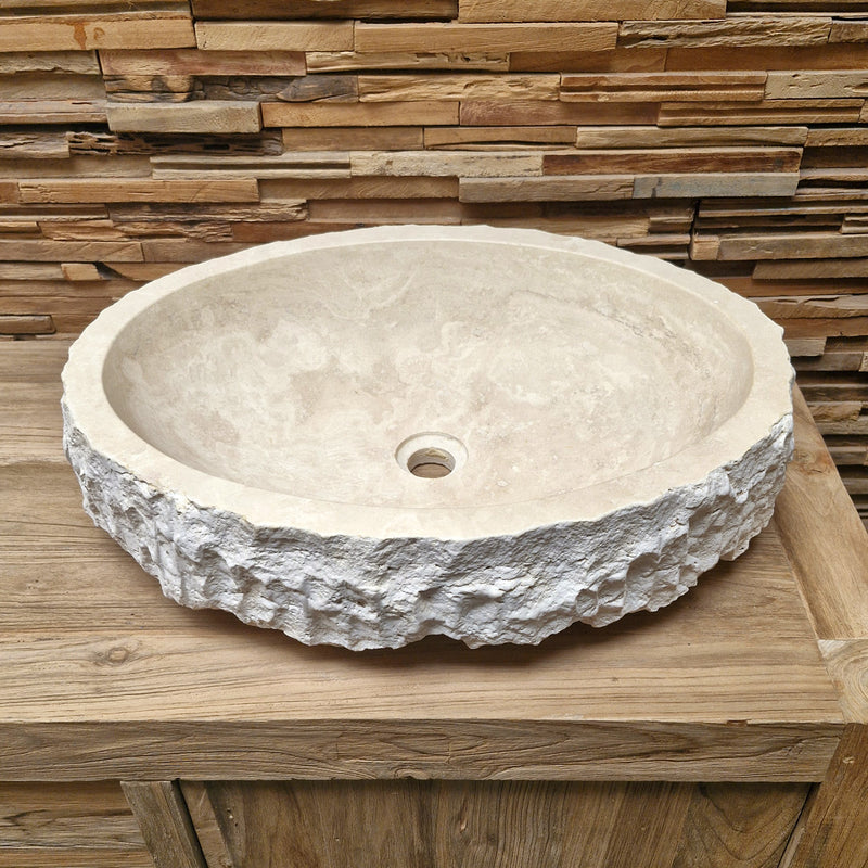 Aufsatzwaschbecken | Travertin grob | 60x45 cm | Afrika Naturstein