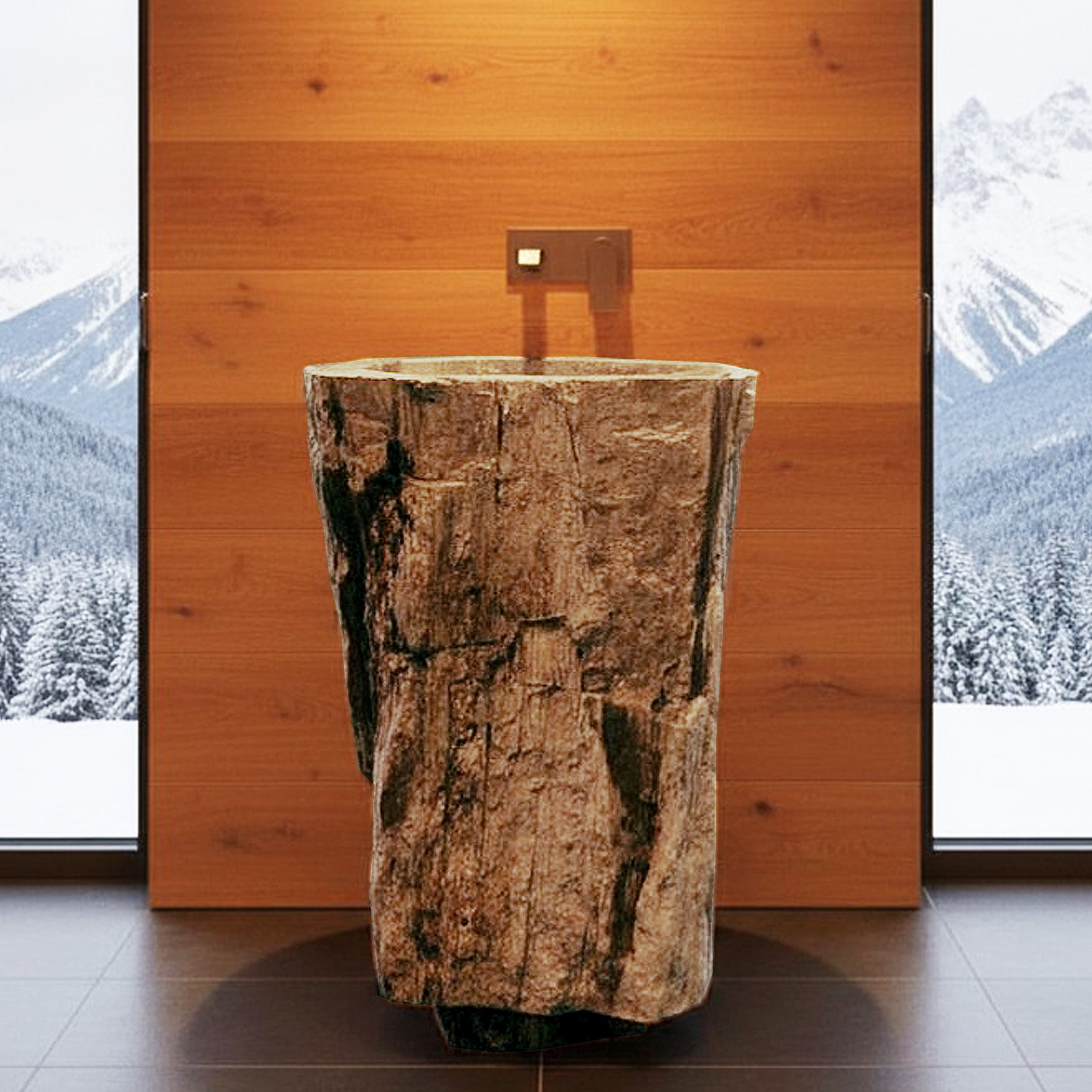 Standwaschbecken Versteinertes Holz | 67 x 56 x 90 cm | Z11
