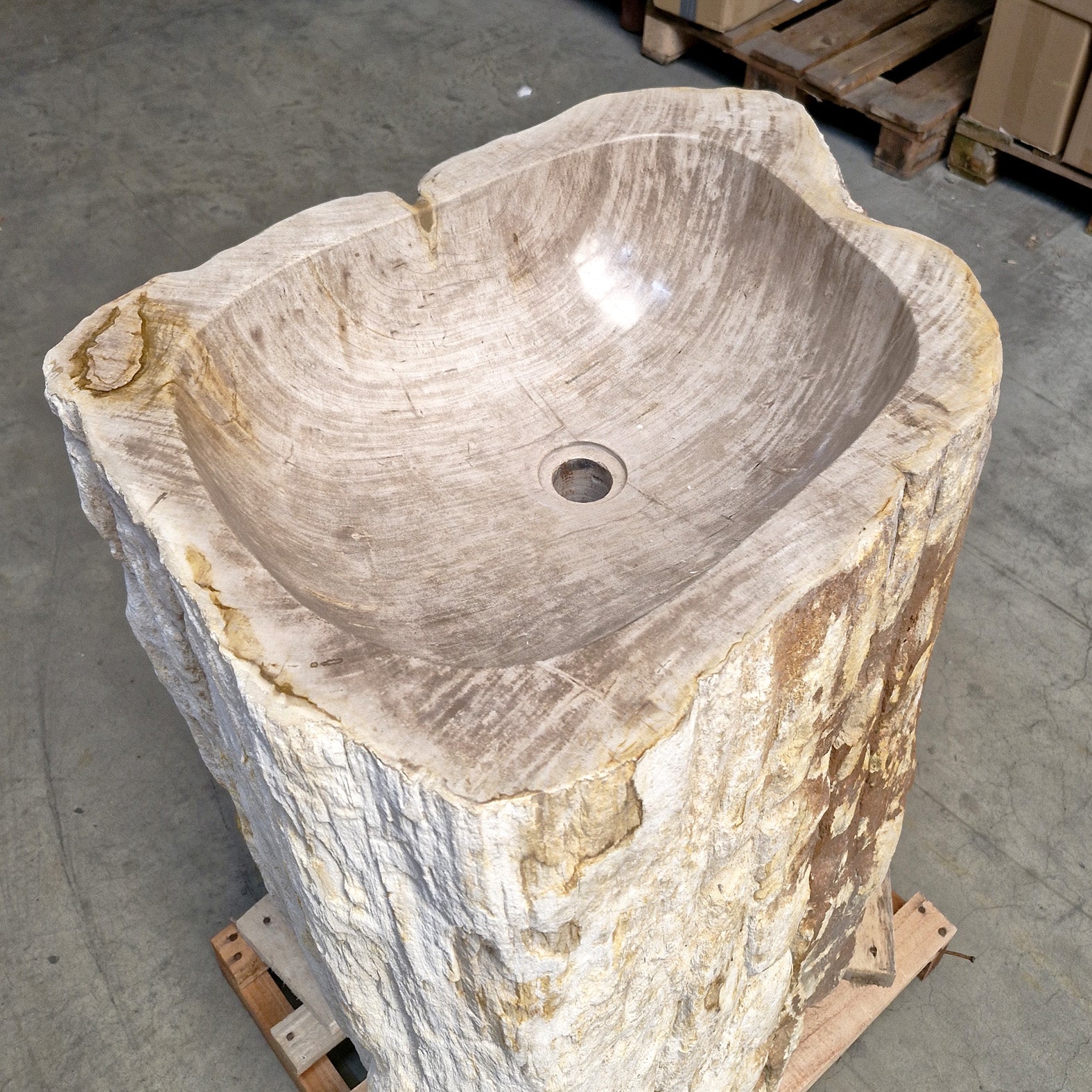 Standwaschbecken Versteinertes Holz | 65 x 55 x 90 cm | O6 - Badgestaltung