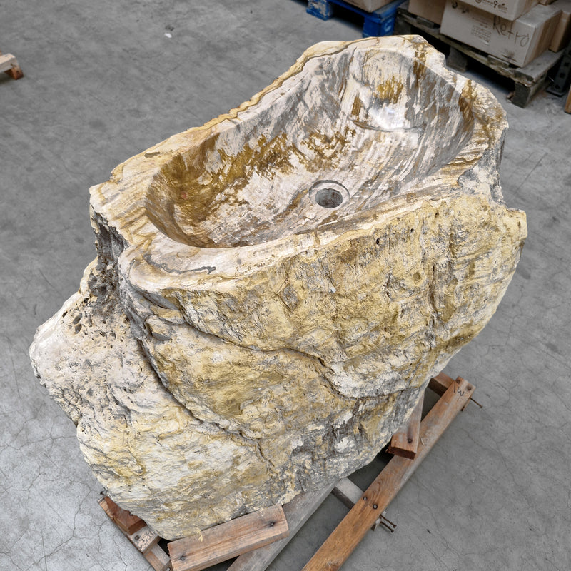 Standwaschbecken Versteinertes Holz | 87 x 47 x 90 cm | O4 - Badgestaltung