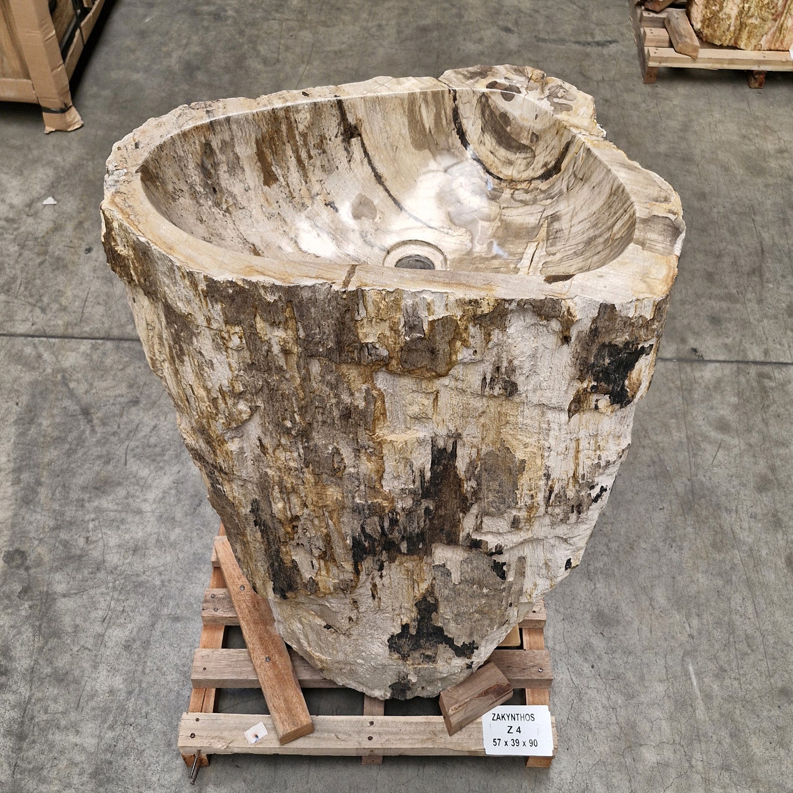 Standwaschbecken Versteinertes Holz | 57 x 39 x 90 cm | Z4