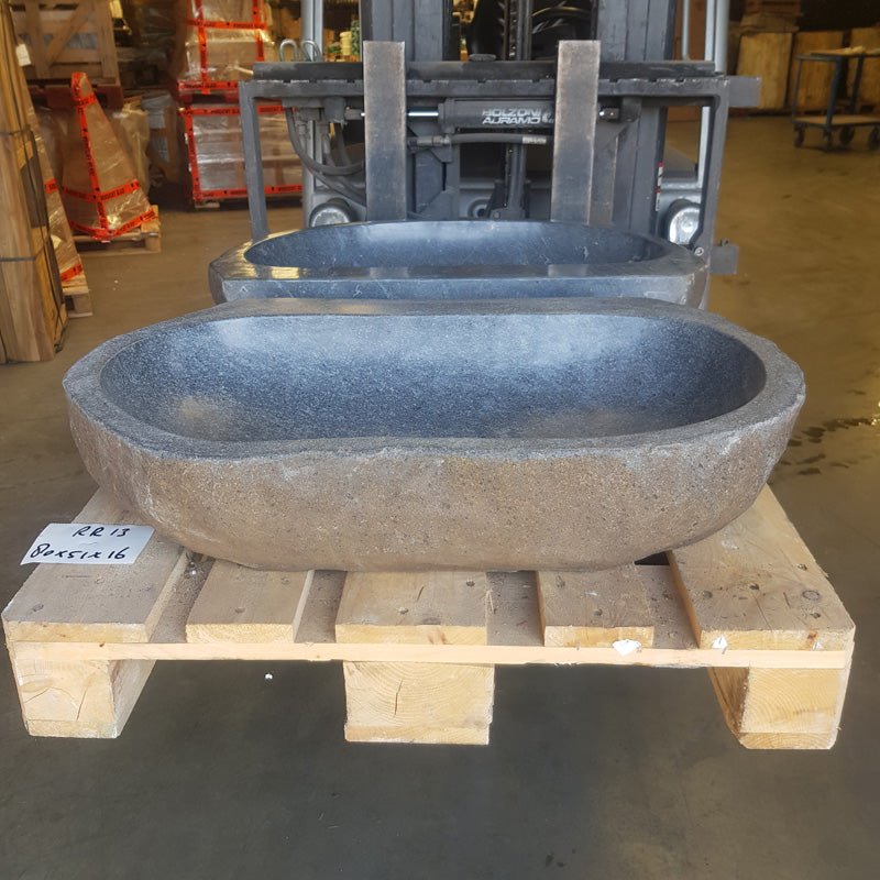 Aufsatzwaschbecken aus Flussstein | Unikate | 80-100 cm