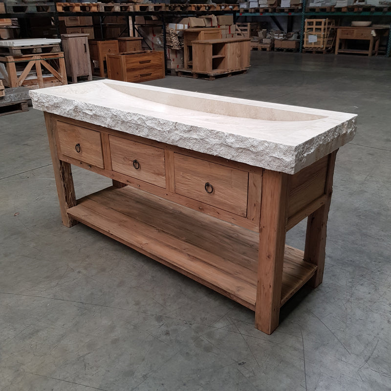Badezimmerschrank Unterschrank Altholz recyceltes Teakholz Waschbeckenunterschrank Sideboard Unterschrank mit Waschtisch