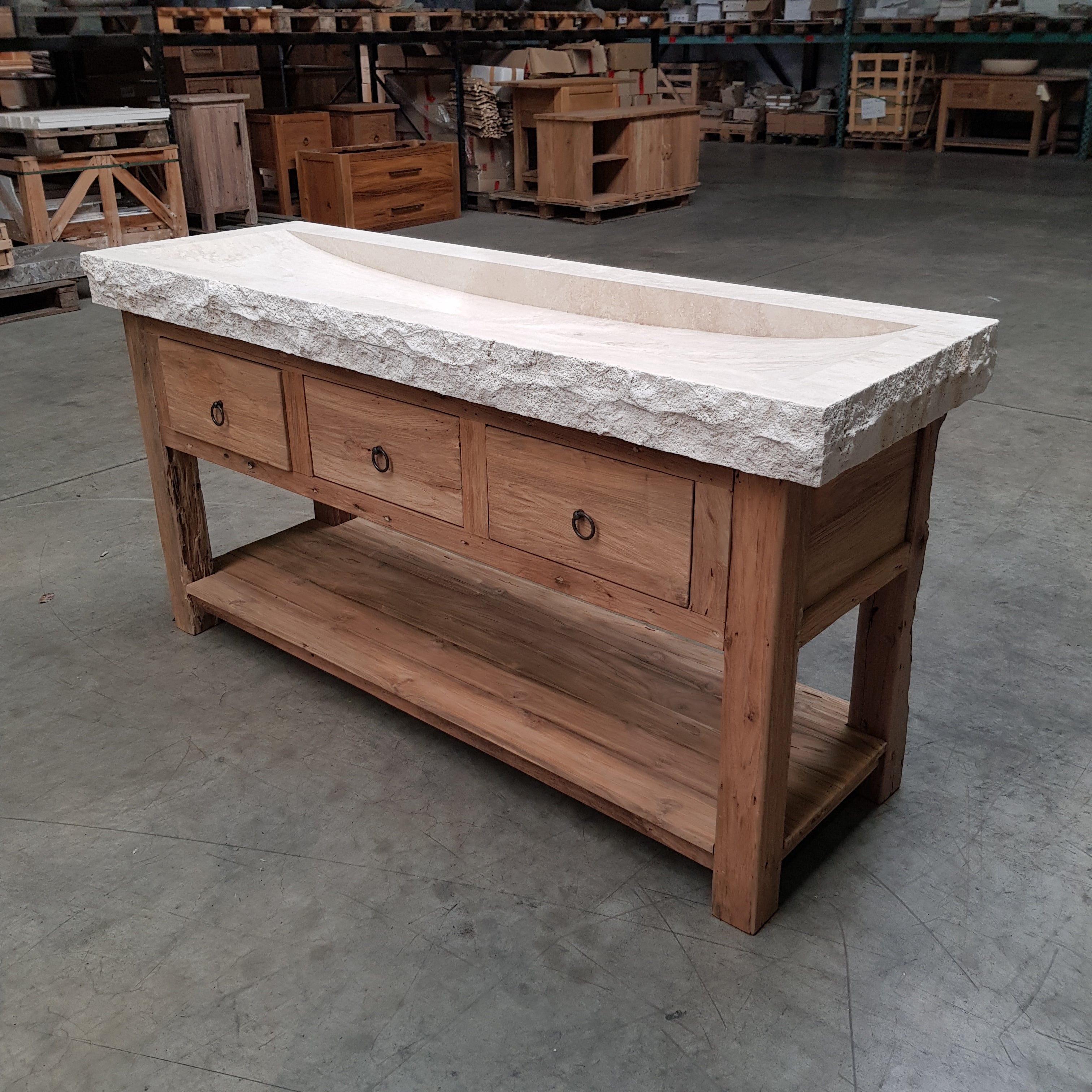 Waschtisch mit Unterschrank aus recyceltem Holz | Für stilvolle Bäder | Model 3